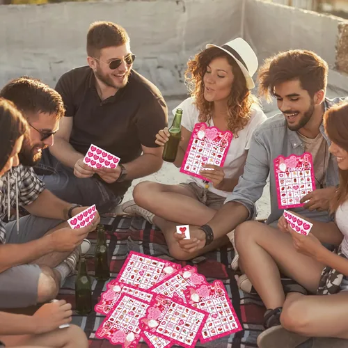 Vista 4 de Juego de bingo para el día de San Valentín, 24 jugadores, tarjetas de bingo de San Valentín, juego de bingo para el día de San Valentín, tarjetas