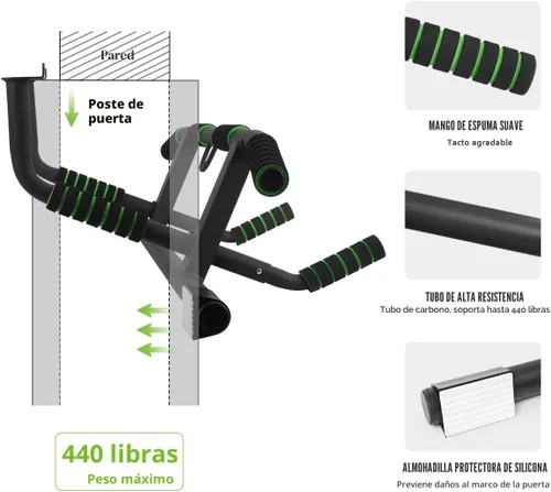 Vista 3 de KAKICLAY Barra de dominadas de agarre múltiple mejorada 2025 con tecnología de ganchos inteligentes más grandes, patente original de EE. UU.
