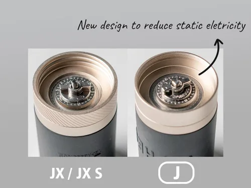 Vista 9 de 1Zpresso J Molinillo de café manual plateado capacidad 35g con rebaba cónica de acero inoxidable - Ajuste interno numérico ajustable