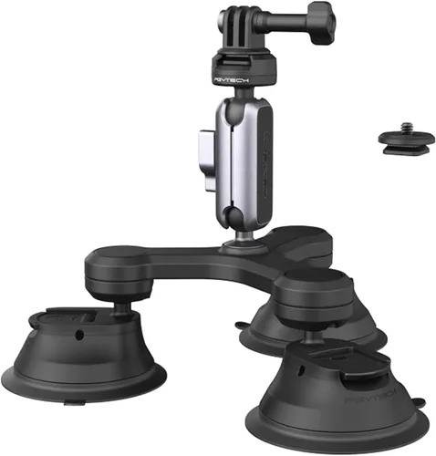 PGYTECH CapLock - Soporte de triple succión compatible con DJI OSMO Action 4/3/2, Gopro Hero 11/10/9/8 con adaptador de rosca estándar de 1/4"-20,