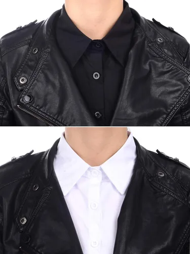 Vista 2 de Tatuo 2 piezas de cuello falso desmontable para mujer, camisas Dickey mitad falsa blusa Dickey