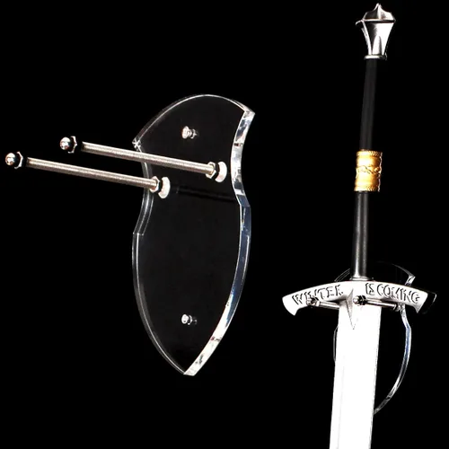 Vista 8 de WANLIAN Estante de espadas montado en la pared, soporte vertical de una sola espada con gancho universal para espada, hacha, espadas de anime, negro
