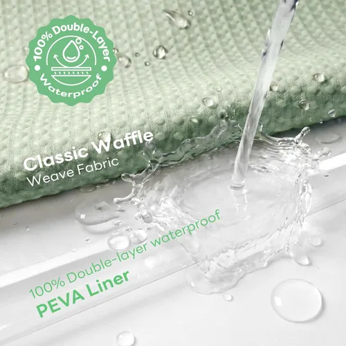 Vista 206 de Cortina de ducha de tela Dynamene verde oscuro - Cortinas de baño de tela de nido de abeja texturizadas resistentes, juego de cortinas de baño