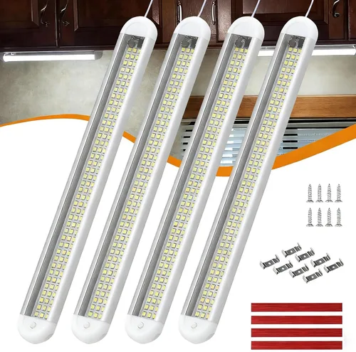 RVZONE Barra de luz interior LED de 12 V | 120 LED, 1800 lúmenes, 8 W, CC, 12 voltios, tira de luces LED con interruptor de encendido/apagado, luces