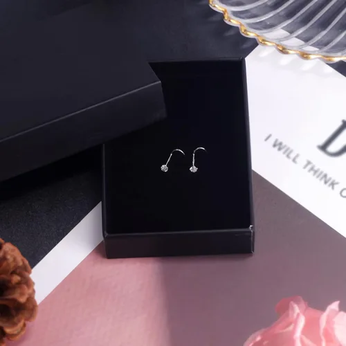 Vista 5 de PunkTracker Anillos de nariz de oro real de 14 quilates de 0.71 oz con circonita cúbica de diamante de imitación, hipoalergénicos, piercing de nariz