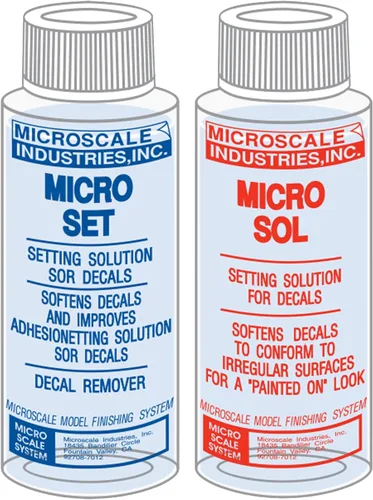 Solución de ajuste de calcomanías-Micro Scale Micro Sol 102 + Micro Set 101 Paquete de calcomanías
