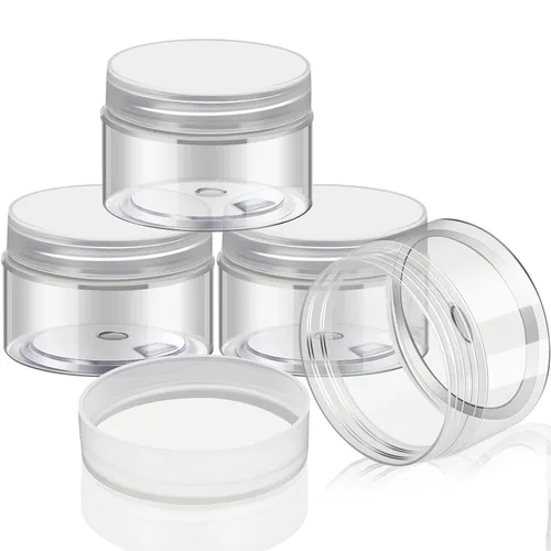 Vista 18 de Patelai 4 piezas de recipientes de plástico redondos de boca ancha a prueba de fugas con tapas para almacenamiento de viaje, maquillaje, productos