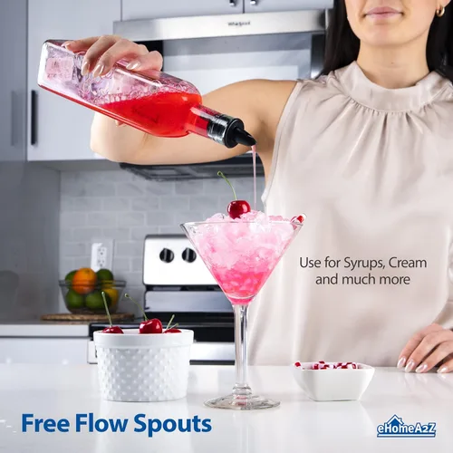 Vista 2 de EHOMEA2Z Paquete de 12 boquillas para verter botellas – Licor de flujo libre, aceite de oliva, jarabe de café y botellas de hielo afeitado – Surtido