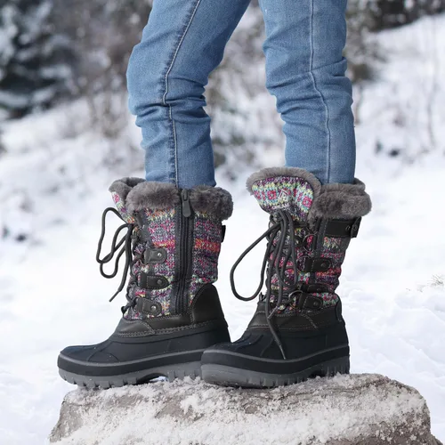 Vista 5 de DREAM PAIRS - Botas de nieve para el invierno, impermeables y con aislamiento para niños