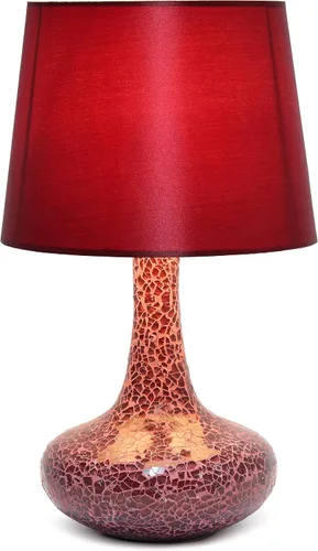 Vista 5 de Simple Designs LT1143-RED Lámpara de Mesa de Montaje de Fusión de Vidrio Coloreado y Pantalla de Seda Sintética a Juego para Entrada, Sala de Estar
