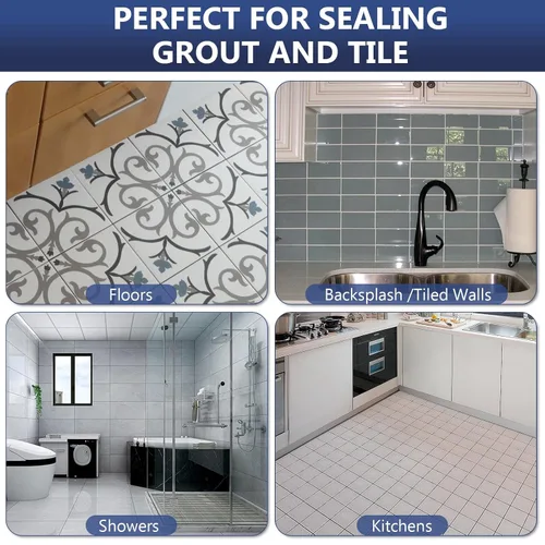 Vista 5 de Sellador de Lechada, 35 OZ Sellador de Lechada de Larga Duración para Ducha, Piso, Cocina - Sellante de Lechada Transparente Impermeable