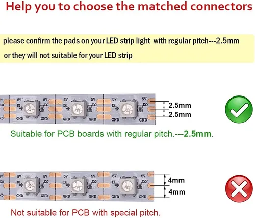 Vista 3 de Kit de conector de tira LED de 3 pines, incluye conector de esquina LED, sin cables y conector en forma de T, puente para tira LED WS2811 WS2812