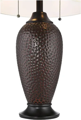Vista 11 de 360 Lighting Cody Juego de 2 lámparas de mesa industriales rústicas de granja modernas de 66 cm de alto con cadena de tracción con enchufe bronce