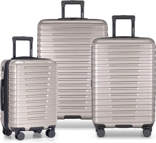 Vista 38 de U.S. Traveler Boren - Maleta de viaje extensible rígida con 8 ruedas giratorias, color negro, juego de 2 piezas