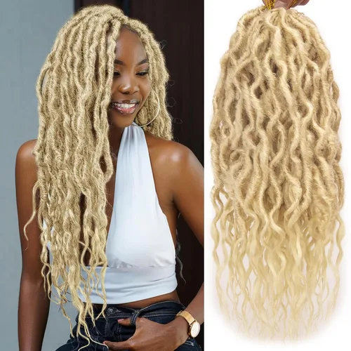 Vista 16 de 8 paquetes de rastas de cabello sintético de ganchillo de 18 pulgadas, rastas sintéticas boho con extremos rizados, cabello de ganchillo de rastas