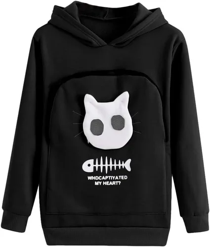 Vista 8 de Sudadera con capucha para transportar mascotas para hombre y mujer, con soporte para cachorros y gatitos, sudadera con bolsa de animales, sudadera