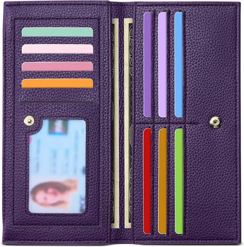 Vista 19 de Tipmile Cartera ultra delgada para mujer, cartera de cuero plegable para mujer, cartera RFID, cartera de bloqueo RFID para tarjetas de crédito