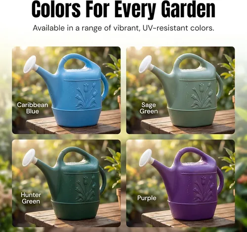 Vista 6 de PMU Regadera de 2 galones, regadera de jardín para plantas de interior y exterior, lata de agua de plástico con cabezal de rociador desmontable