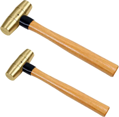 Vista 10 de WEDO Martillo de latón de 16 onzas, martillo de mazo de latón macizo con mango de madera, cabeza de doble cara, longitud de 12 pulgadas (11.811 in)