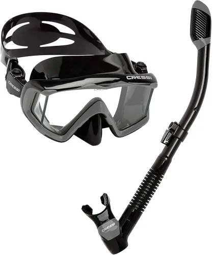 Vista 16 de Cressi Panoramic Wide View Mask & Dry Snorkel Kit for Snorkeling, Scuba Diving - Pano 3 & Supernova Dry: Designed in Italy