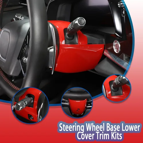 Vista 3 de Cubierta inferior para base de volante compatible con Chevrolet Corvette C8 Stingray 2020-2023 ABS 2 piezas, accesorios de moldura