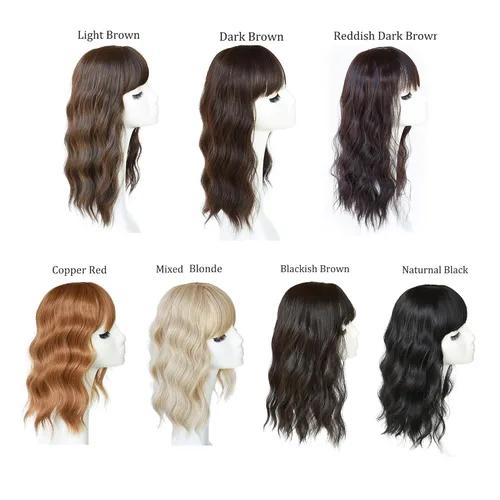 Vista 7 de viviaBella Peluca de cabello sintético con flequillo, para mujeres y niñas (13 pulgadas, rubio mixto)