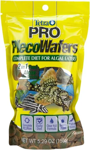 Vista 2 de Tetra PRO PlecoWafers 5.29 onzas, alimento para peces vegetariano nutricionalmente equilibrado para alimentadores de fondo, centro de algas