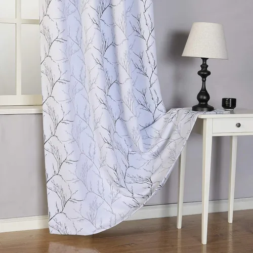 Vista 3 de MYSKY HOME Cortinas opacas de ramas blancas y negras, cortinas de oscurecimiento de habitación de 95 pulgadas de largo para sala de estar, cortina