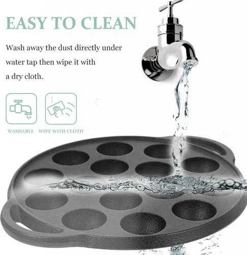 Vista 6 de Cabilock Small 15-Hole Cast Iron Pancake Pan, Round Non-Stick Takoyaki Maker, Black Finish Plate Mold for Poffertje Corn Muffin Biscuit Snail