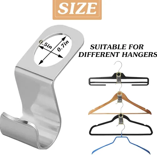 Vista 2 de 56 ganchos de metal para colgar ropa, ganchos extensores de acero inoxidable súper resistentes, ahorro de espacio en el armario, fácil de usar