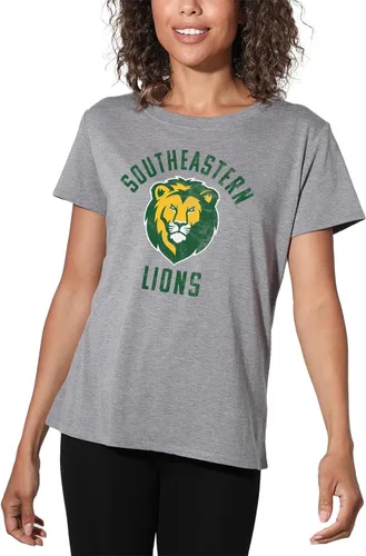 Vista 294 de Colección oficial de camisetas sueltas con logotipo desgastado grande universitario para mujer, jaspeado atlético