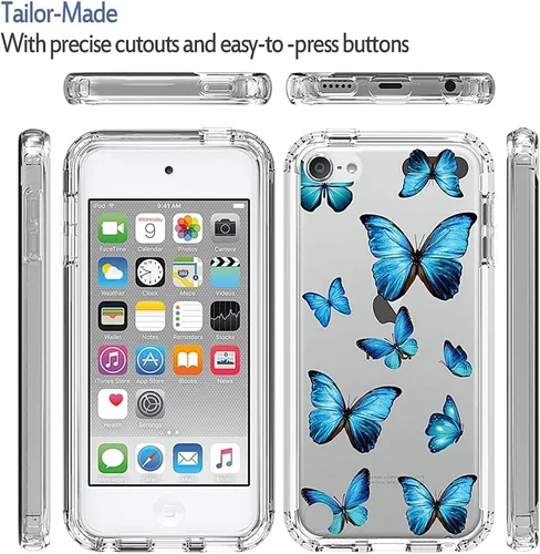 Vista 5 de Funda para iPod Touch 6/iPod Touch 5/iPod Touch 7 para niñas, cuerpo completo, a prueba de golpes, transparente, suave, flexible, TPU delgado, funda