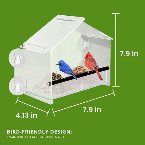 Vista 7 de Nature Gear Comederos de aves de acrílico transparente para observación en ventana, resistente al clima y fácil de limpiar con bandeja deslizante