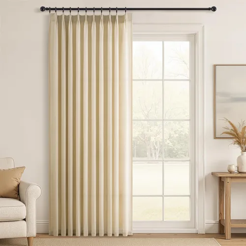 Vista 35 de Topfinel Cortinas de Lino Beige Blanco con Pliegues Pinzados para Dormitorio de 72 Pulgadas de Largo, Juego de 2 Paneles, Filtrado de Luz Semi