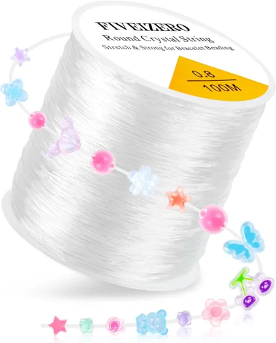 Vista 7 de 6 Rollos FIVEIZERO Cordón Elástico para Pulseras, 0.4mm, 0.5mm, 0.6mm, 0.7mm, 0.8mm, 1mm Hilo Elástico Transparente de Cristal para Pulseras