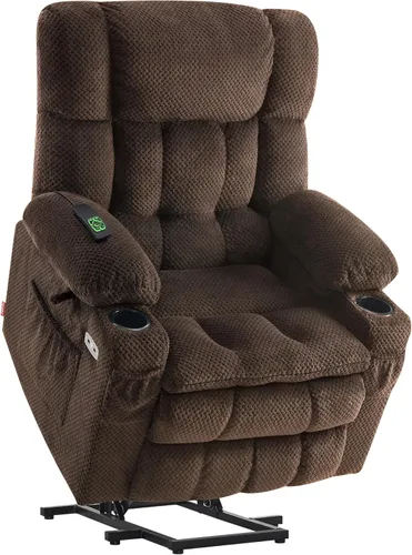 Vista 36 de MCombo Silla reclinable eléctrica de doble motor para personas mayores, silla elevadora plana con calor y masaje, silla elevadora pequeña, Beige
