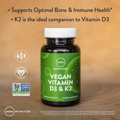 Vista 5 de MRM Nuturition Vegan Vitamin D3 & K2 Bone + Immune Health Made from lichens Supports Calcium Absorption Vegan + Vegetarian Friendly 60