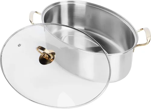 Vista 9 de Juego de ollas de vapor ovaladas de acero inoxidable 304, gran capacidad, olla de cocina casera con plato