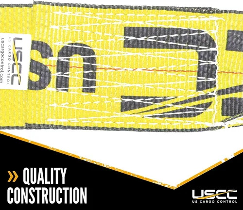 Vista 4 de US Cargo Control Correa de trinquete amarilla resistente de 4 pulgadas x 40 pies con ganchos planos