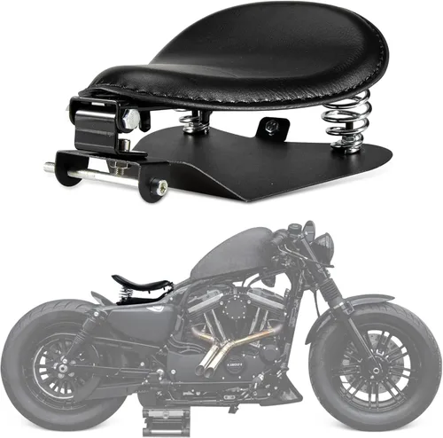 PSLER Juego de asiento SOLO, PSLER Juego de resorte para motocicleta con cojín y soporte para asiento SOLO para Sportster XL 883 1200 Chopper Bobber