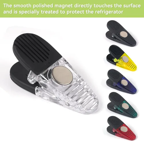 Vista 2 de Juego de clips magnéticos de plástico para refrigerador de 3-14 pulgadas de longitud, clips para papel magnético, clips para bolsas de aperitivos