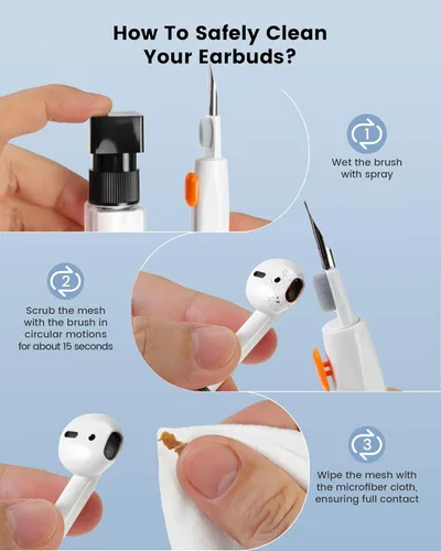 Vista 2 de Kit Limpiador para AirPod Pro 20 en 1 4 3 2 1 - Herramienta de Limpieza Multifunción para Auriculares, Teléfono, Laptop, Teclado, Pantalla - Punta