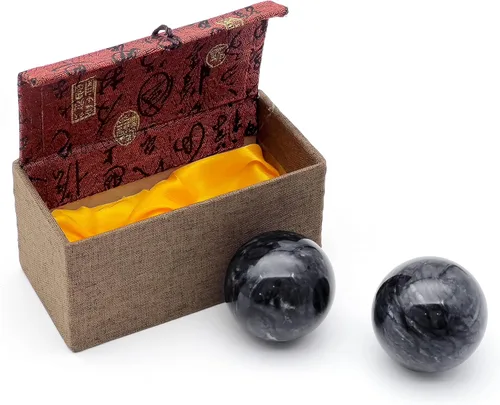 Vista 2 de Bolas de ejercicio chinas, bolas Baoding (piedra gris, 2.2 pulgadas)