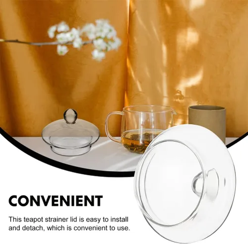 Vista 5 de Angoily Tetera de vidrio para tetera, 4 piezas, tapa de tetera de repuesto, tapas de coladores de té, tapas sueltas para tetera de té, cubierta