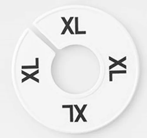 Vista 8 de NAHANCO CWBKIT1 - Divisor redondo blanco de tamaño para ropa con estampado negro para el hogar o tienda de ropa, XS-XL, kit de 10