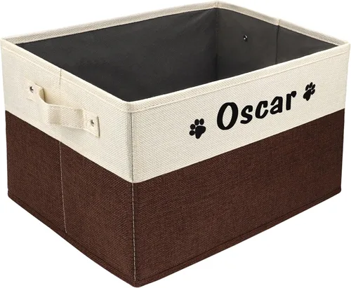 Vista 20 de PET ARTIST Cesta plegable de almacenamiento de juguetes para perros con nombre personalizado de la mascota, caja de almacenamiento rectangular