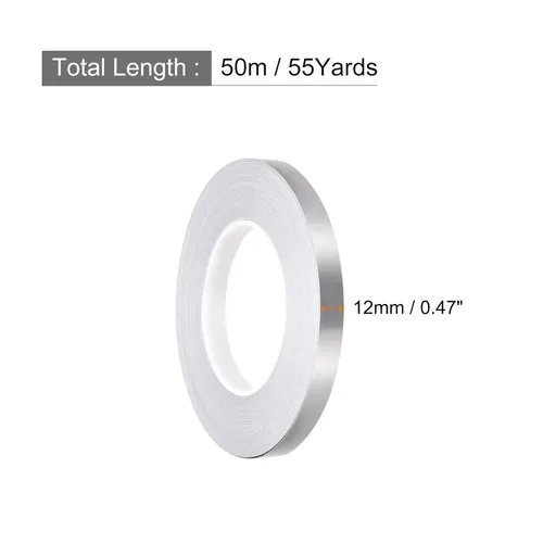 Vista 2 de Cinta autoadhesiva para azulejos de borde de línea de sellado de pisos, [para decoración de suelo de pared,] 0.47 pulgadas x 55 yardas/tono plateado
