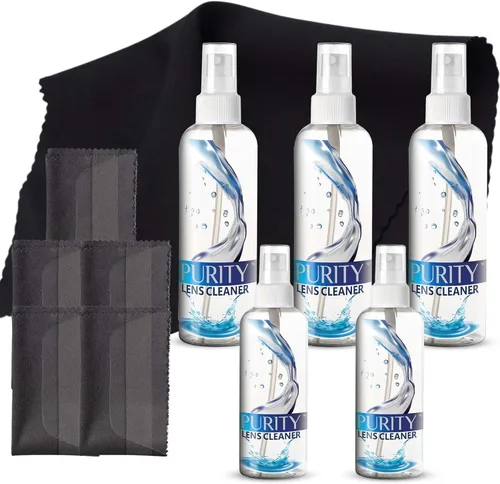 Vista 11 de Purity Limpiador de lentes de gafas Kit - 3 botellas de spray limpiador de lentes de viaje de 1 onza + 2 paños de limpieza de microfibra - Seguro