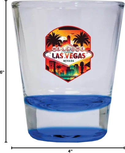 Vista 3 de R and R Imports Las Vegas Nevada Design A Souvenir - Vaso de chupito redondo de 1.5 onzas, color azul, paquete de 2