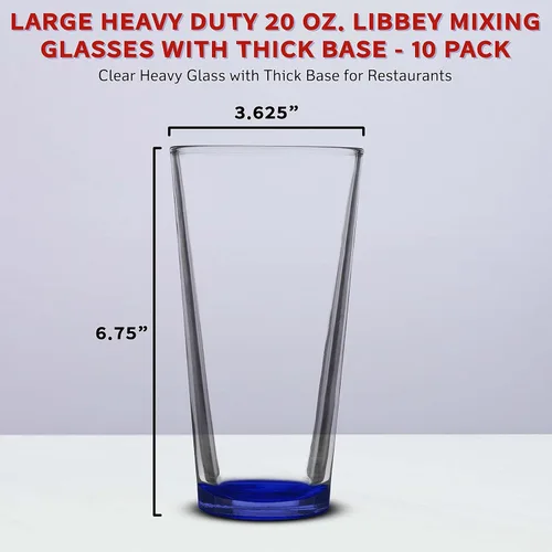 Vista 5 de Libbey - Juego de 10 vasos mezcladores, 20 onzas, transparente, pub, base gruesa, color azul